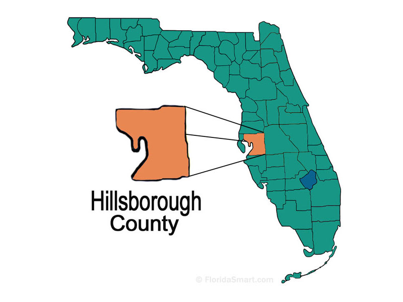 Map of Florida highlighting Hillsborough County service area for Southern Dreams Landscaping