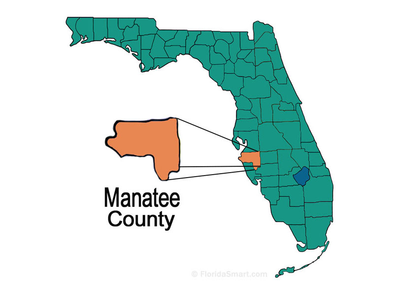 Map of Florida highlighting Manatee County service area for Southern Dreams Landscaping