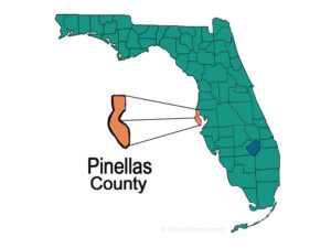 Map of Florida highlighting Pinellas County service area for Southern Dreams Landscaping