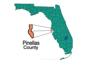 Map of Florida highlighting Pinellas County service area for Southern Dreams Landscaping